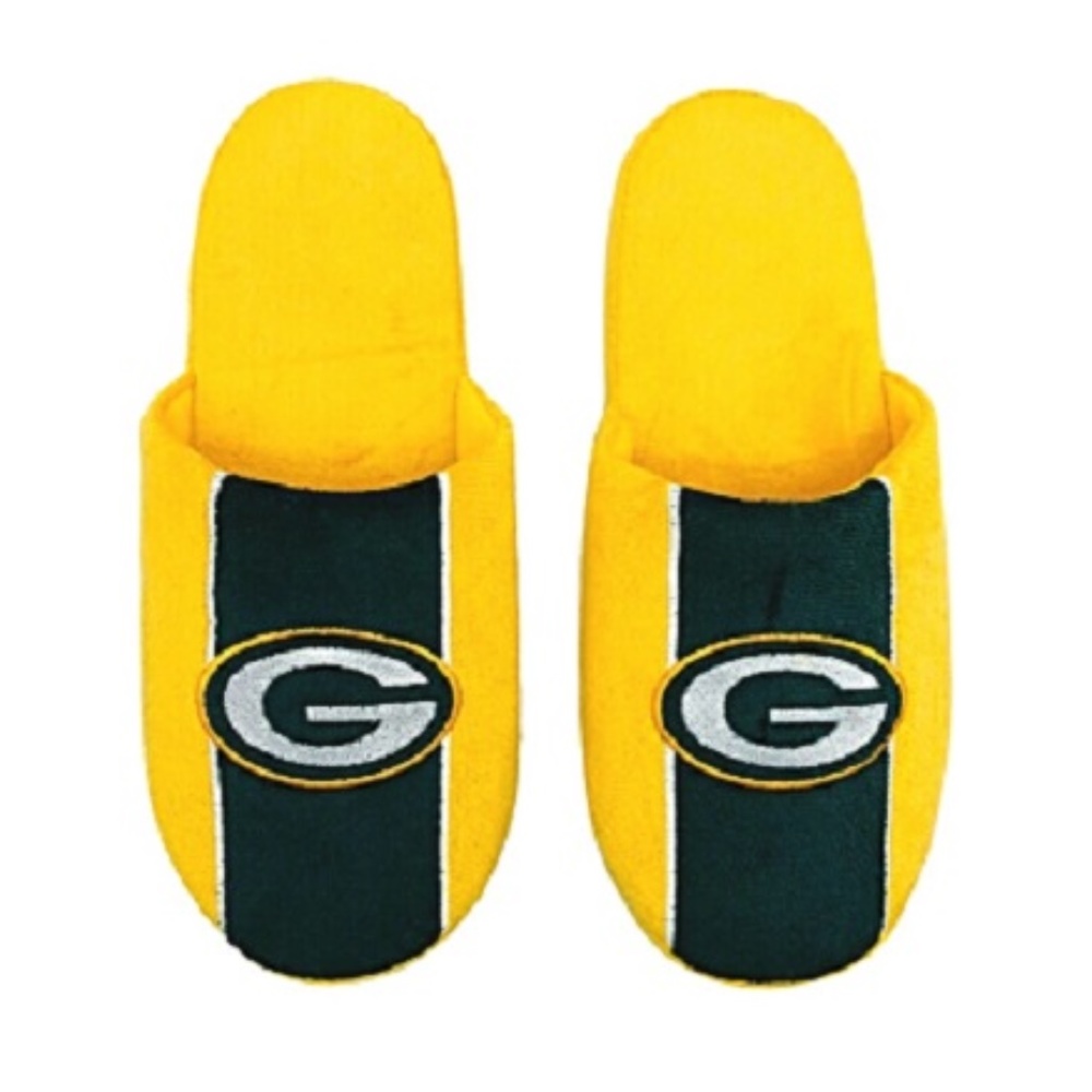 🆕🏈 GREEN BAY PACKERS COLOR BLOCK SLIPPERS - MEN - LARGE ONLY